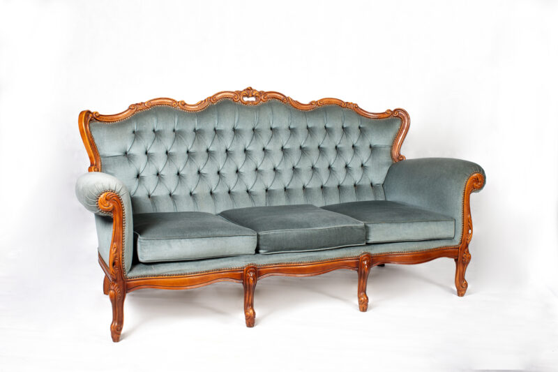 Vintage Teal Velvet 3-Seater