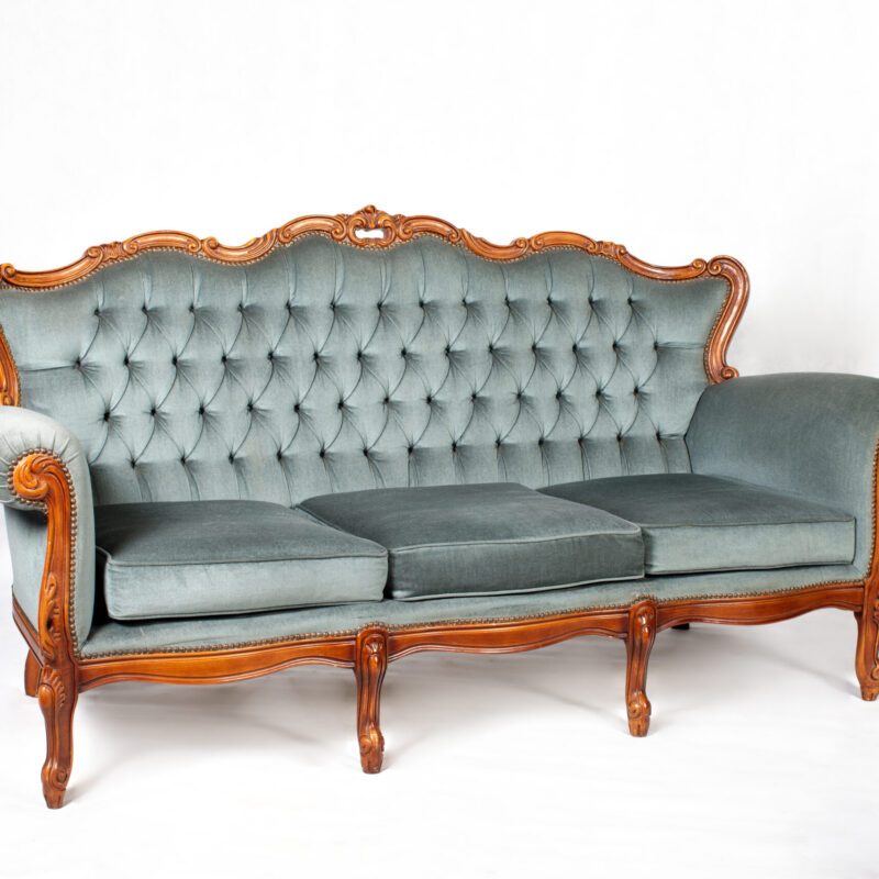 Vintage Teal Velvet 3-Seater