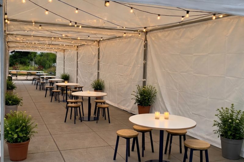 3m x 15m Classic peaked marquee and lighting installed for a corporate event in Mulgrave.