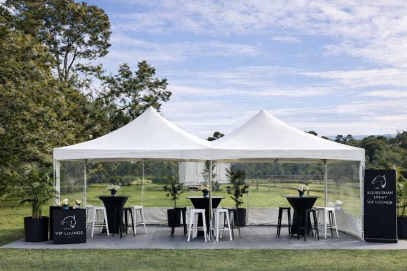 3m x 6m Classic marquee installed as a VIP area at a horse event in Wandin. Complete with pro flooring & furniture